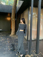 Bxoxo Sexy Slash Neck Knit Sweater 2 Piece Set Women Y2K Autumn Winter Slim Crop Sweater Female Korean High Waist Long Skirt Suit New