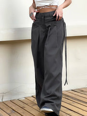 Bxoxo Casual Wide Leg Pants Women High Waist Street Basic Loose Sweat Trousers Korean Retro Gray Office Y2K Lady Pants