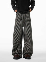 Bxoxo Women's Black Gothic Striped Long Pants Baggy Sweatpants Harajuku Y2k Emo Vintage Oversize Trousers Japanese 2000s Style Clothes