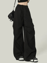 Bxoxo Black Y2K Streetwear Cargo Pant Women Vintage High Waist American Loose Trousers Hip Hop Retro Bf Wrinkles Paratrooper Pants New