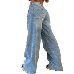 BXOXO Vintage American-style Straight Jeans Women High Waist Casual Loose Denim Pants Female Comfortable Commuter Wide Leg Trousers 24