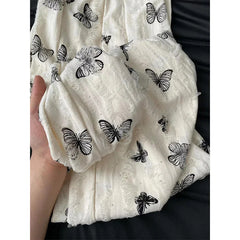 Bxoxo High Waist Wide Leg Pants Women Summer Loose Butterfly Print Female Casual Pants Y2K Korean Drawstring Floor Length Trousers