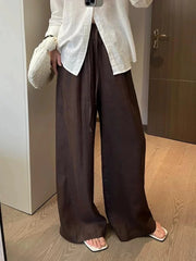 Bxoxo High Waisted Linen Wide Leg Pants for Summer Loose Comfort Breathable Floor Length Pants Leisure Simple Cotton and Linen Pants