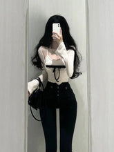 BXOXO Casual Y2k Crop Tops Women 2 Piece Sets Outwear Korean Fashion Clothing Bodycon Slim Tshirts Sexy Blouse Female Spring