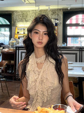 BXOXO Y2k Fairycore Halterneck T Shirt Women Sleeveless Lace Patchwork Tank Tops Irregular Ruffles Camis 2000s Aesthetic Tops