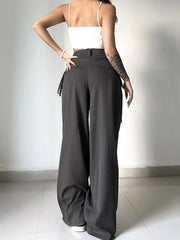 Bxoxo Casual Wide Leg Pants Women High Waist Street Basic Loose Sweat Trousers Korean Retro Gray Office Y2K Lady Pants
