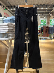 Bxoxo Vintage Solid Low Rise Flare Pants Autumn Casual Black Cotton Slim Pockets Jeans Women Y2k Streetwear Retro Denim Trousers Chic