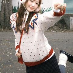 Bxoxo Vintage Sweet Knitted Pullovers Women Preppy Style Long Sleeve Sweater Retro Fashion Casual Autumn Winter Pullovers