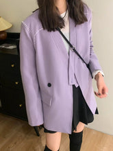 Bxoxo Streetwear Loose Purple Blazer Women Long Sleeve Casual Oversize Suit Coats Fashion Fall New Korean Female Design V Neck Outwear