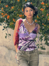 Bxoxo Japanese Y2k Purple Camisole Trashy 2000s V-neck Tank Top Grunge Aesthetics Backless Crop Top Vintage Harajuku Camis Top