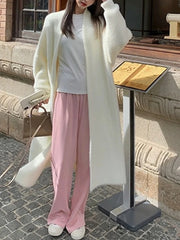 Bxoxo Women's Sweater Cardigan for Women Long Sleeve Knitwears Winter Clothing Imitation Mink Velvet Knitted Fluffy