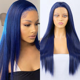 BXOXO Blue Wig Straight Synthetic Lace Front Wig Glueless Wigs Ready to Wear Long Blue Hair Wig Synthetic Hair Lace Wigs for Women