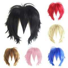 BXOXO Synthetic Wig Cosplay Wig Men's Cosplay Wigs Anime Wig Set Cosplay Upturned Short Hair Women Party Hairpiece