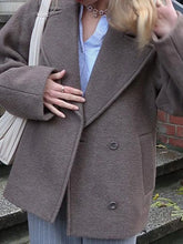 BXOXO Elegant Brown Woolen Coats Women Thick Lapel Single Breasted Pocket Jackets 2024 Autumn Winter Lady Long Sleeve Loose Outwear