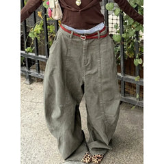 Bxoxo Y2K Vintage Women Cargo Pants Harajuku Oversized Wide Leg American Retro Pants Baggy Casual Summer Thin Trousers Gyaru