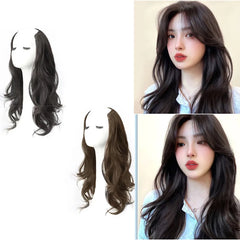 BXOXO Synthetic Women Long Curly Invisible Seamless V-shaped Wig Simulated Increase Volume Fluffy High-level One-piece Hair Extension
