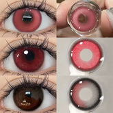 BXOXO 1Pair Red Colour Contacts Lenses Prescription Myopia Halloween Red Eye Lenses Beauty Pupil Makeup Lenses