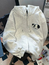 Bxoxo Cute Dog Cartoon Gray Hoodies Women Loose Long Sleeve Kawaii Sweatshirts Casual Vintage Preppy Style Fall Female Pockets Tops