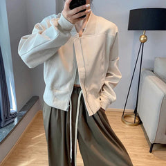 Bxoxo Streetwear Crop Jacket for Women Y2K Autumn Loose Long Sleeve Zipper Baseball Uniform Coat Korean Fashion All Match Outerwears