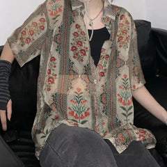 Bxoxo Oversized Bohemian T Shirt Men New Summer Street Y2k Shirts Mens Loose Thin Perspective Sexy Chiffon Short-sleeved Top Clothing