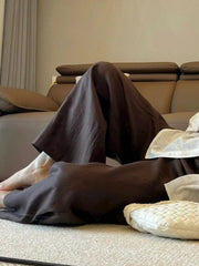 Bxoxo High Waisted Linen Wide Leg Pants for Summer Loose Comfort Breathable Floor Length Pants Leisure Simple Cotton and Linen Pants