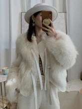 Bxoxo Thick Faux Fur Crop Coat Women Y2K Fashion Streetwear Lace Up Fluffy Short Jacket Korean Elegant Office Lady Faux Fox Fur Parkas