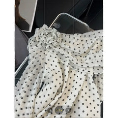 Bxoxo Vintage Polka Dot Print Shirts Women Early Spring New Long Sleeve Blouses Sweet 3D Flower Skew Collar Off Shoulder Blusas Mujer
