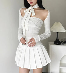 BXOXO White Sweet Gentle Intellectual All-Match Leisure Autumn Travel Mature Beautiful Women'S Removable Collar Short Top