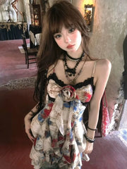 BXOXO New American Style Sexy Gyaru Halter Top Women Design Sweet Print Slim Camisole Summer High Street Coquette Asymmetrical Tees