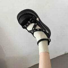 BXOXO Y2K Girls Mary Janes Pumps Buckle Thick Weges Round Toe Platform Shoes Cute Sweet Lolita Classic Brand Pumps