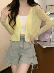 Bxoxo Sun Protection Light Weight Knitted Ice Silk Long Sve Cardigan Women's Slim Fit Summer New Sle Breathable Outerwear T-irt