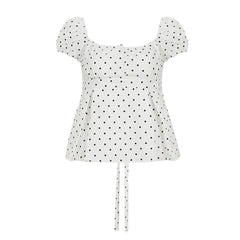 Bxoxo y2k Tank Top Women Clothes Polka Dot Print Off Shoulder Short Sleeve Buttons T Shirt Vest 2000s Clothing Streetwear