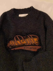 Bxoxo Y2K Vintage Knitted Crop Sweater Women Autumn Winter Thick Warm Female Pullovers Harajuku Loose Streetwear All Match Jumpers