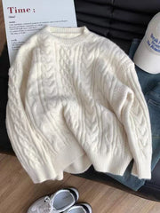 Bxoxo Autumn Knitted Sweaters for Women Korean Loose Lazy Style Casual Pullover Y2K Fashion All Match Thick Warm Soft O Neck Jumper