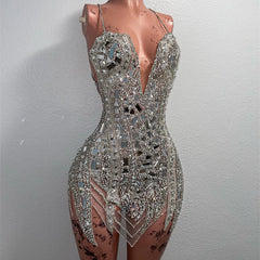 BXOXO Silver Sweetheart Short Prom Dress For Black Girls Beaded Crystal Birthday Party Gowns Mini Cocktail Homecoming Customized