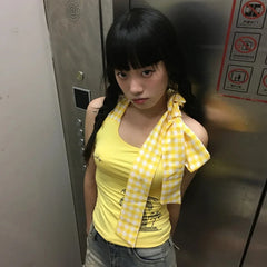 BXOXO Y2k Japanese Tank Tops Lace Up Print Graphic Tops Streetwear Sleeveless T Shirt Women Y2k Vintage Backless Summer Tanks