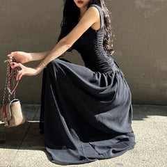 BXOXO Summer Black Sexy TANK Dress Women Sleeveless Bodycon Casual Gothic A-LINE Dress Female Club Party Elegant Fashion Streetwear