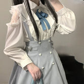 BXOXO Japanese Kawaii Girl Sweet Cute Lolita Hollow Out Shirt Autumn Y2k Aesthetic Lace All Match Blouse Top Women New JK Loose Blusas