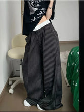 Bxoxo Black Striped Suit Pants Woman Baggy Y2k Vintage Korean Style Trousers Oversize Harajuku Fashion Office Lady Slacks