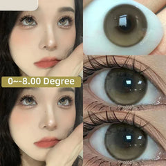 BXOXO 1 Pair/2pcs 10 Colors Contact Lenses for Eyes Fashion Pupils Myopia Eye Color Lenses Blue Green Brown Prescription Lens