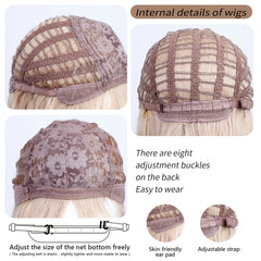 BXOXO Synthetic Pale Gold Curly Water Wave Wigs 24 Inch Fiber Heat-resistant Deep Wave Hair Sweet And Natural Party or Selfie