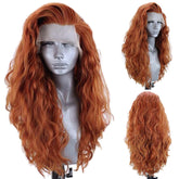 BXOXO 13X4 Ginger Synthetic Lace Front Wig Long Wavy Black Hair Cosplay Lace Wigs for Women Blonde Heat Resistant Fiber Glueless Wig