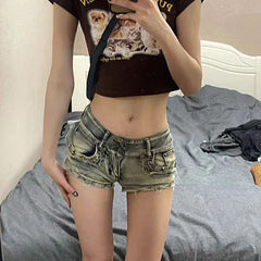 Bxoxo American Spicy Girl Sexy Low Waist Denim Shorts Female Summer New Slim Skinny Shorts Party Shorts Jeans