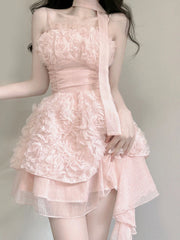 BXOXO Cute A line Spaghetti Straps Pink Chiffon Short Birthday Dresses Birthday Outfits HOT1183