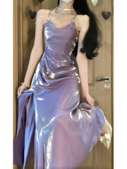 BXOXO - Sexy A line Spaghetti Straps Grape Women's Beach Dress Slit Vacation Dresses Birthday Dress HOT1224