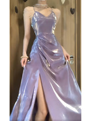 BXOXO - Sexy A line Spaghetti Straps Grape Women's Beach Dress Slit Vacation Dresses Birthday Dress HOT1224