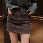 Bxoxo Korean Style Corduroy Skirt Women Vintage Brown Sexy Mini Skirts Elegant Harajuku Autumn Winter A-line Short Skirts