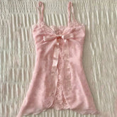 BXOXO Y2k Summer New Solid Sling Tops Kawaii Lace Bow Inside A Sling Vest 90s Aesthetics Crop Top Women Pink Tank Top Fashion Punk Top