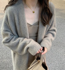 Bxoxo Autumn Knit Cardigan Sweaters Women Fashion Streetwear Loose Soft Casual Sweater Coat Female Elegant Office Lady Midi Cardigan