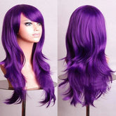 BXOXO 70cm Long Purple Curly Halloween Custume Wigs Fake Hairpieces Synthetic Hair Cosplay Wig Peruk for Women